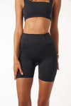 Diagonal Biker Shorts - Black