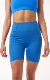 Diagonal Biker Shorts - Azure Blue